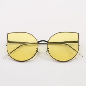 Yellow Metal Frame Cats Eye Sunglasses